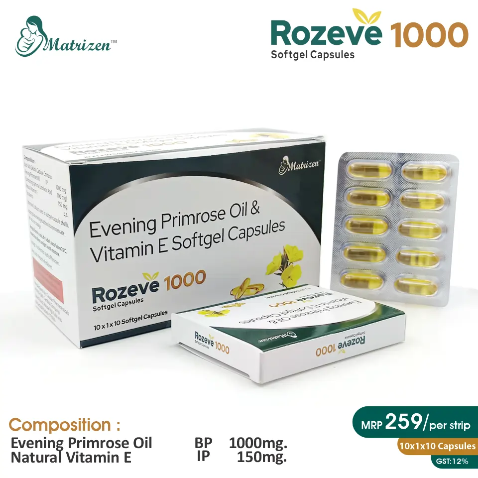Evening Primrose Oil + Natural Vitamin E  Softgel at the best price in PCD Pharma Franchise for Nutritional Supplement, Antioxidant.